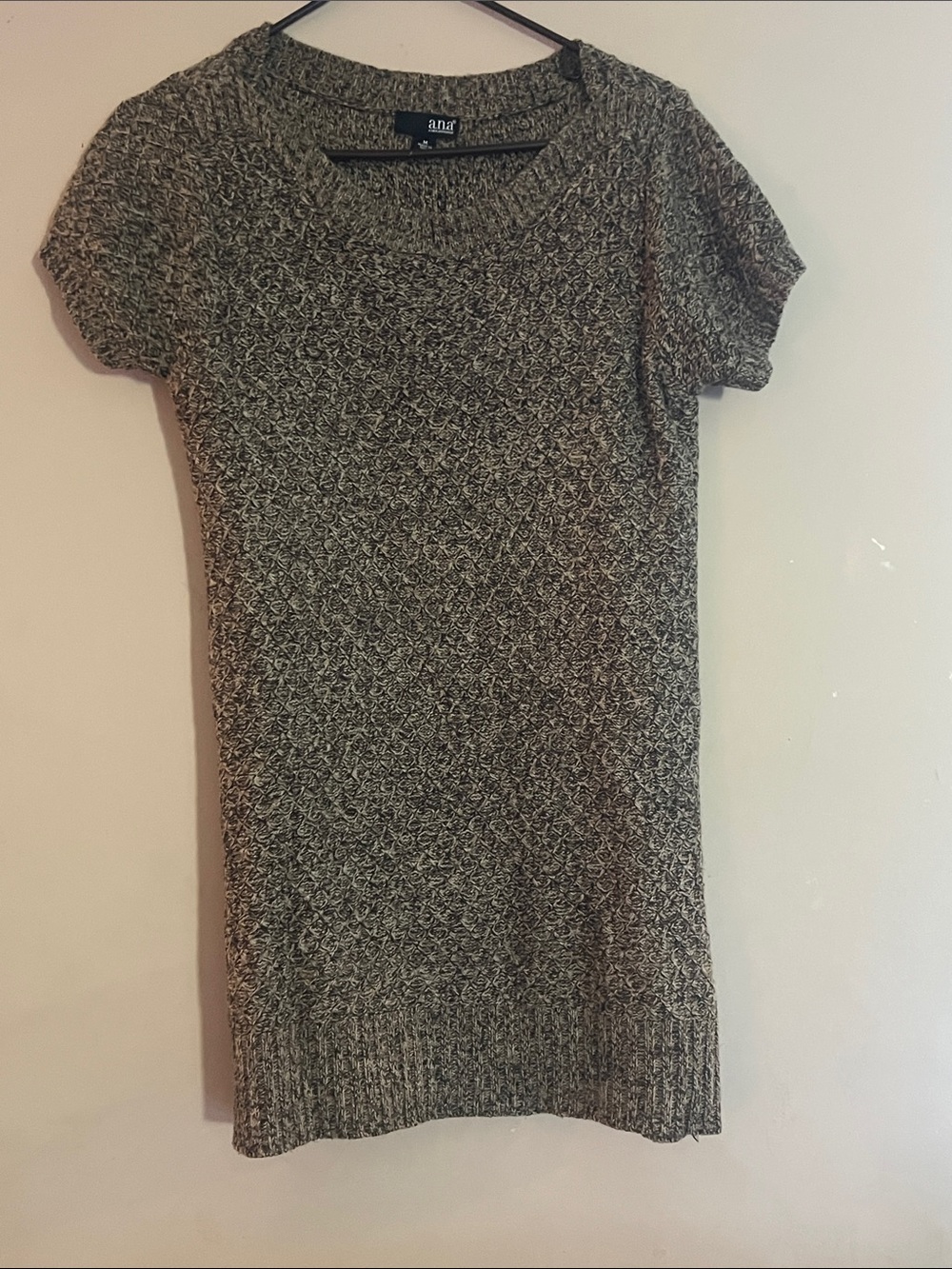 a.n.a Brown & White Marled Short Sleeve Knit Dress
